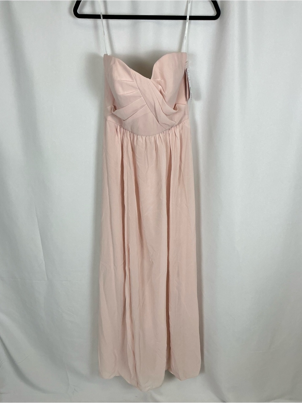 Strapless Light Pink Maxi Dress with Draped Bodice